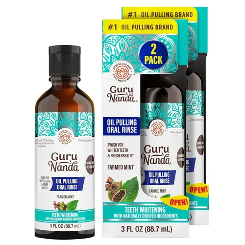 Miniatura 11 de GuruNanda Enjuague bucal con extracción de aceite CocoMint tamaño de viaje, 7 aceites esenciales y vitaminas, promueve el aliento fresco y encías