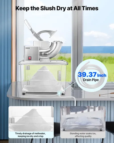 Miniatura 4 de VEVOR Trituradora de hielo comercial 661LBS/H, máquina eléctrica de cono de nieve de 350 W con 4 cuchillas, máquina de hielo afeitado de acero