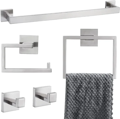 Miniatura 13 de YACVCL Juego de 5 piezas de accesorios de baño de oro cepillado, juego de toalleros de baño de acero inoxidable SUS304 de 23.6 pulgadas, accesorios