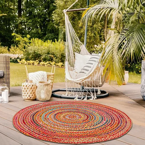 Miniatura 17 de Hausattire Alfombra Trenzada Bohemia de 2'x3' - Multicolor, Alfombras Pequeñas de Yute y Algodón Estilo Granja para Entrada, Sala