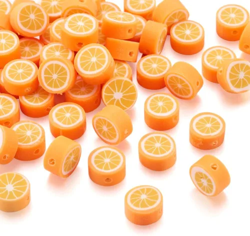 Miniatura 13 de Cuentas de arcilla polimérica hechas a mano con forma de fruta mixta, cuentas sueltas de color mixto, cuentas espaciadoras para hacer joyas