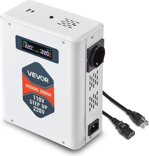 Miniatura 10 de VEVOR Convertidor de Voltaje Reductor, 2000VA, Convertidor de Energía de Voltaje de Servicio Pesado, Transformador de Energía de 220V a 110V, con 2