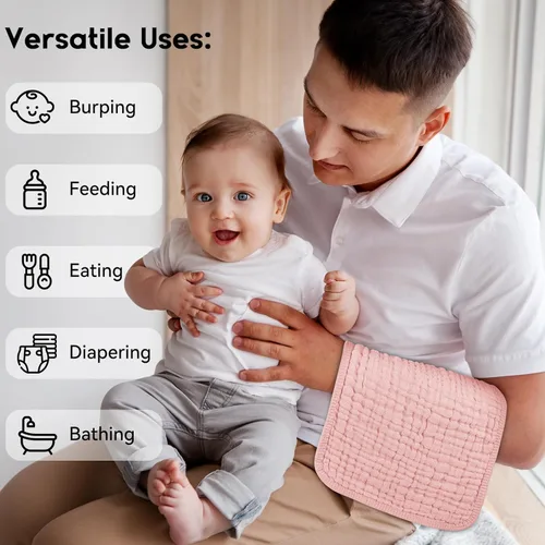 Miniatura 5 de Unnivoll Paños de muselina para eructos para bebé, 100% algodón, para niños y niñas, grandes, 20 x 10 pulgadas, extra suaves y absorbentes, paquete