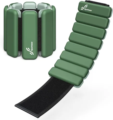 Miniatura 12 de Sportneer Pesas de muñeca y tobillo para mujeres y hombres, 1 par (1 libra/2 libras cada uno), pulsera con peso ajustable de silicona para yoga