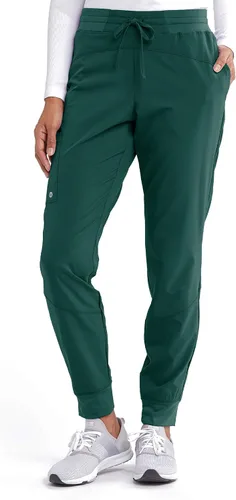 Barco One Pantalón deportivo pantalón quirúrgico de altura media con tejido elástico de 4 vías y 3 bolsillos para mujer