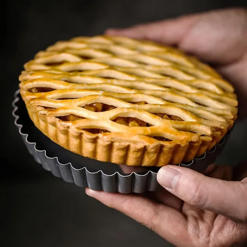 Miniatura 5 de Tosnail Juego de 3 moldes redondos antiadherentes para quiche, de 12 pulgadas, 10 pulgadas, 8 pulgadas, molde para tartas de frutas y tartas