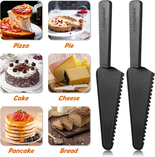 Miniatura 4 de Suclain 50 piezas de cortador de pasteles desechables negros a granel de 9.1 pulgadas, servidor de plástico para tartas, espátula, cuchillos, tarta