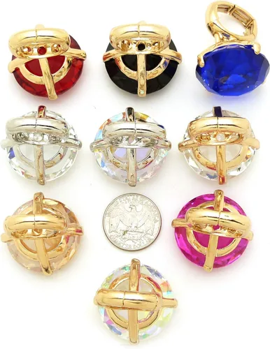 Miniatura 4 de Fashion 21 Anillo elástico de piedra colorida de cristal extra grande para mujer (marrón claro)