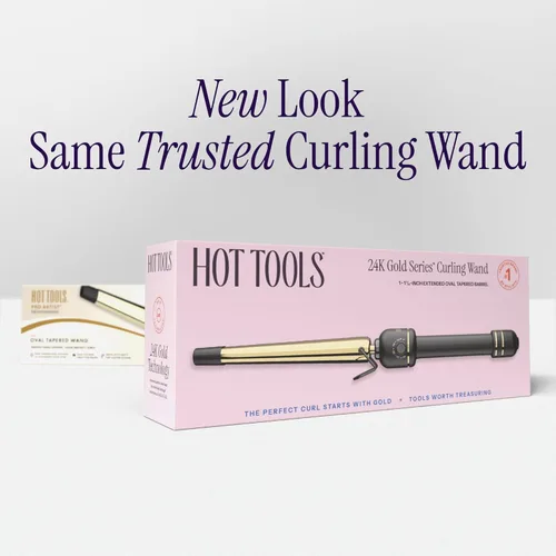 Miniatura 7 de HOT Tools Varita rizadora ovalada de barril extendido de oro de 24 quilates para rizos con volumen Sin abrazadera para un peinado rápido y fácil