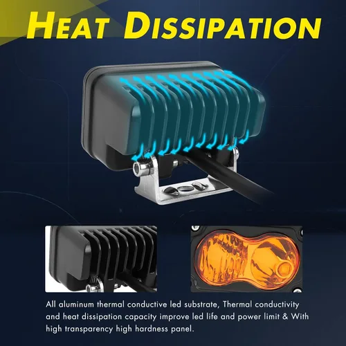 Miniatura 6 de YCHOW-TECH Luces LED ámbar de 3 pulgadas para zanja de conducción todoterreno 2 unidades de 40 W Combo Beam LED Pods Baja luz ámbar niebla luz