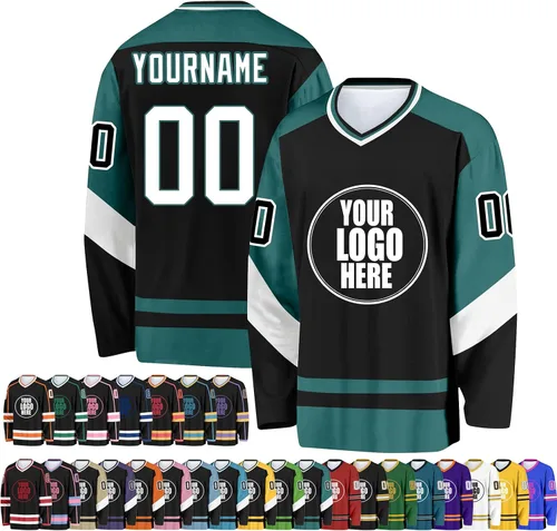 Miniatura 21 de Camiseta de hockey personalizada para hombres/mujeres/jóvenes/niños, nombre personalizado/número/logotipo de gran tamaño camiseta de entrenamiento