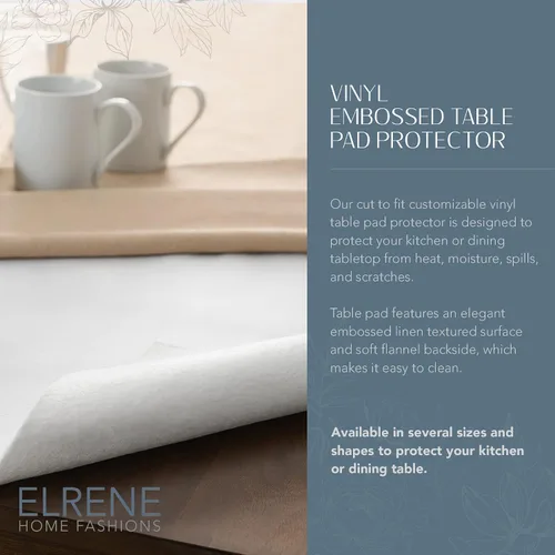 Miniatura 2 de Elrene Home Fashions Protector de mesa de lujo resistente acolchado con respaldo de franela, 70 pulgadas, redondo, blanco