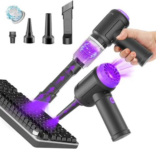 Meudeen Aspirador de computadora de 14500 Pa Mini y plumero de aire comprimido de 110000 RPM para limpieza de teclado, aire enlatado inalámbrico,