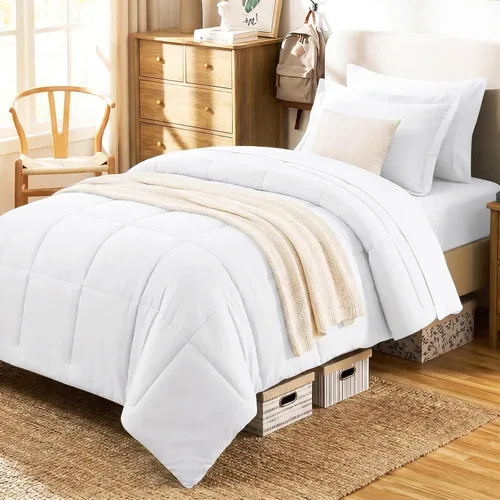Miniatura 33 de CozyLux Juego de edredón tamaño individual XL, color beige, juego de cama de 5 piezas individual XL, juego de ropa de cama suave extra largo