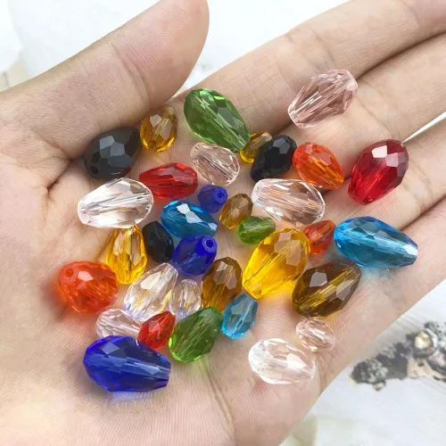 Miniatura 5 de 100 cuentas de cristal de lágrima de cristal facetadas en forma de agujero vertical sueltas para hacer joyas, pulseras, collares, costura, Ámbar