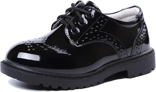 DADAWEN Zapatos de uniforme escolar con cordones para niños y niñas, cómodos zapatos de vestir Oxford (bebéniño pequeñoniño grande)