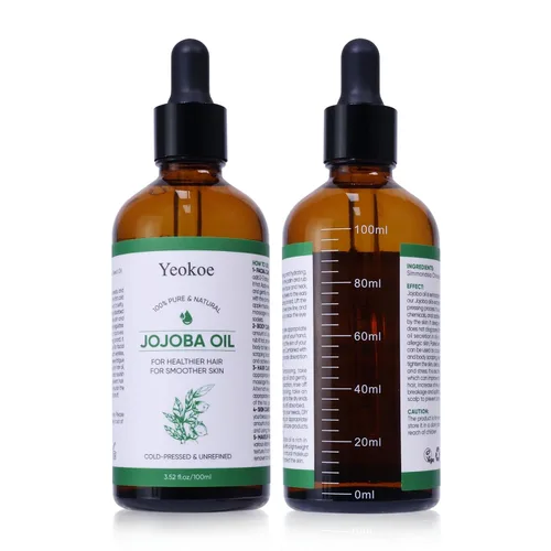 Miniatura 8 de Yeokoe Aceite de Jojoba Puro Prensado en Frío Sin Refinar Gua Sha para Cabello Más Saludable, Piel Más Suave, Aceite Hidratante Base Portador 3.52oz