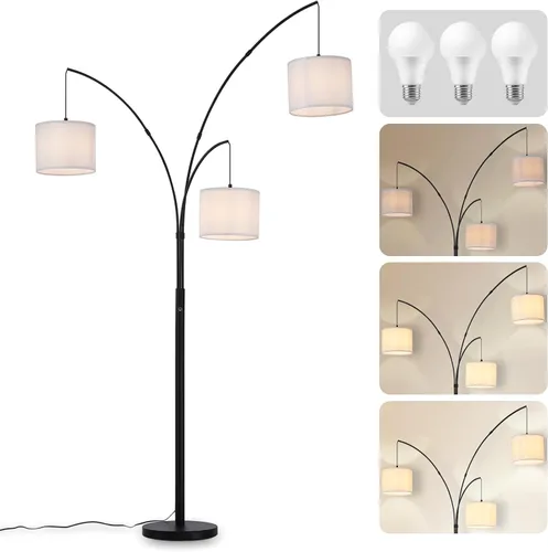 Miniatura 12 de DLLT - Lámpara de pie de arco moderna, lámpara de pie de granja con pantalla de linterna, luz de lectura alta industrial para dormitorio, sala