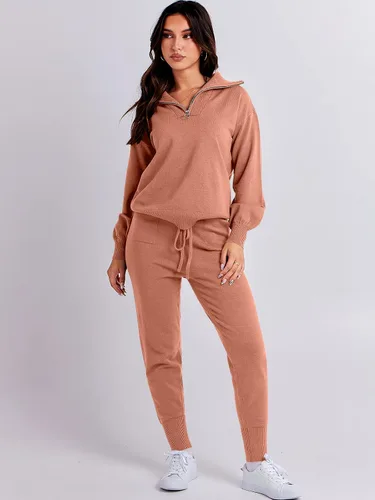 Miniatura 8 de ANRABESS Conjunto de dos piezas para mujer, suéter de manga larga y pantalones con cordón