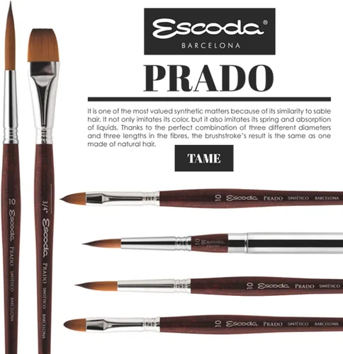Miniatura 4 de Escoda Art Products Escoda Prado Series Artist - Brocha de pintura brillante de mango corto para acuarela y acrílico, tamaño 2, color sable sintético