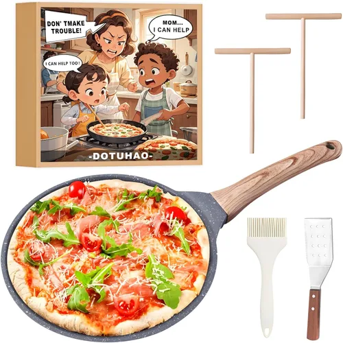 Miniatura 11 de Juego de sartenes antiadherentes para crepes, sartén para parrilla de panqueques de cocina, sartén plana con revestimiento de granito de 8 pulgadas