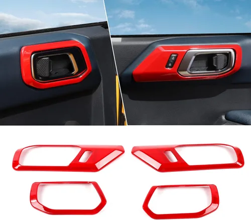 Miniatura 4 de RAZPOY Accesorios para Ford Bronco 2021 2022 Cubierta de manija de puerta interior Marco Adhesivo protector Decoración interior (negro)