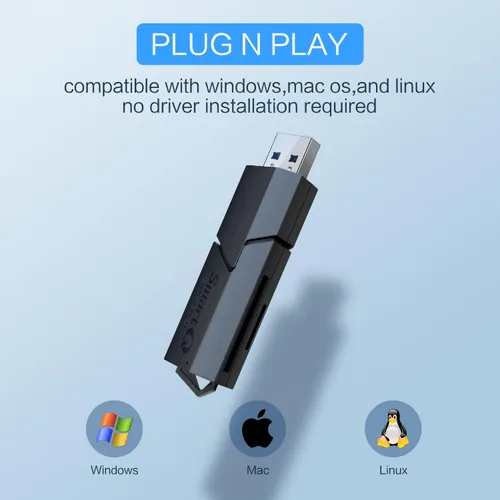 Miniatura 4 de SmartQ Lector de tarjetas SD de doble ranura USB 3.0 - Lector rápido de tarjetas de memoria SD y Micro SD para cámara, fotógrafo, portátil, MacBook