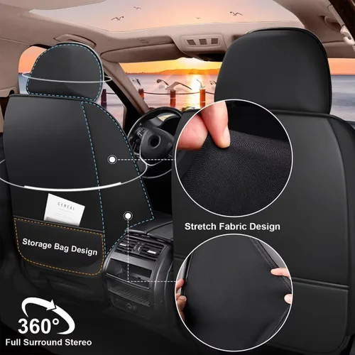 Miniatura 4 de DISUTOGO Fundas de asiento compatibles con Nissan Kicks 2018-2025 2026, juego completo de fundas de asiento de automóvil de cuero sintético