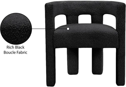 Miniatura 6 de Meridian Furniture Colección Athena Moderna Contemporánea Silla de Acento Comedor Tapizada en Tela Boucle, 25" An x 21" Pr x 27" Al, Negro