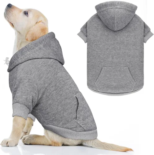 Miniatura 9 de Suéteres para perros grandes, suéter con capucha para perro de vellón cepillado suave sólido, ropa para mascotas, sudadera con capucha para mascotas
