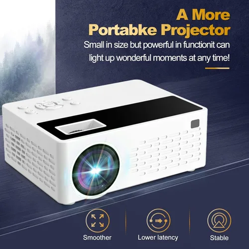 Miniatura 7 de Soporte inteligente para proyectores 4K, viene con un mini soporte, mini proyector con altavoz estéreo, proyector portátil Full HD, compatible