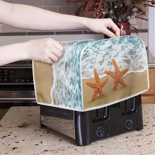 Miniatura 3 de Dolyues Beach Toaster Cover 2 Slice Universal Size Microwave Oven Dustproof Cover Women Gift Small Bread Cover with Portable Handle