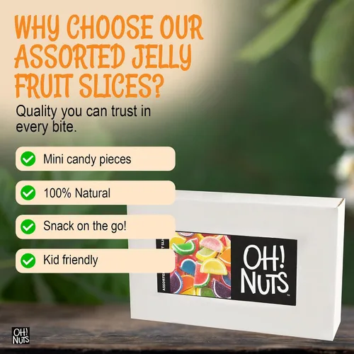 Miniatura 5 de Oh! Nuts Jelly Fruit Slices - Caramelos grandes surtidos de azúcar, bolsa a granel de 5 libras Confitería tradicional de gomitas masticables