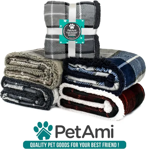 Miniatura 8 de PetAmi - Manta impermeable para perros medianos, cachorros, gatos pequeños Manta suave de forro polar Sherpa para mascotas, para sofá, sofá, funda
