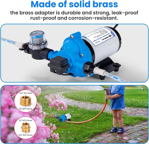Miniatura 2 de Anbull Bomba de transferencia de agua de 110 V 4.0 GPM/45 PSI, bomba de diafragma de presión de refuerzo de agua industrial con adaptadores