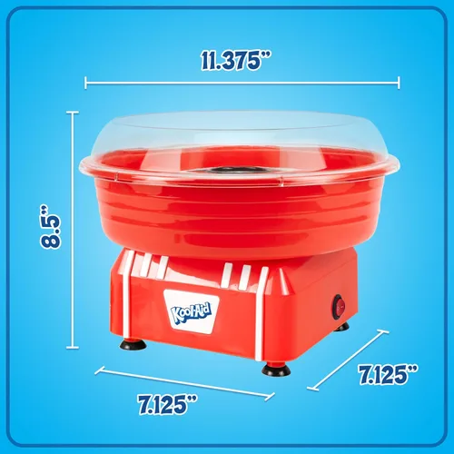 Miniatura 7 de Kool-Aid - Máquina de algodón de azúcar para niños con 2 conos reutilizables, 1 cuchara de azúcar y 1 cabezal extractor, color rojo