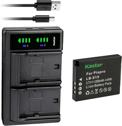Kastar Paquete de 1 batería y cargador USB LTD2 compatible con batería recargable de iones de litio Kokad LB-015 y cámara digital Kokad PIXPRO WPZ2,