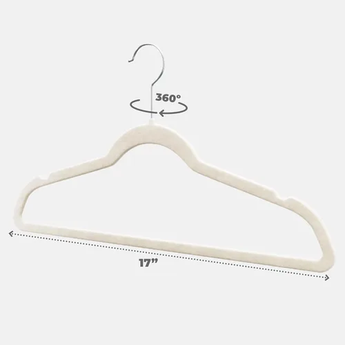 Miniatura 4 de Home-it - Perchas de terciopelo de alta calidad, paquete de 30 perchas antideslizantes para ropa de trajes, color marfil, para armario, chaqueta