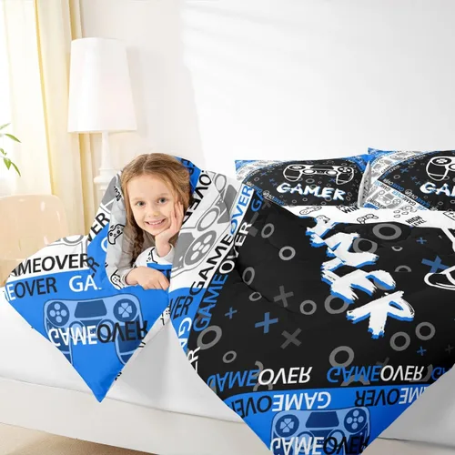 Miniatura 7 de Juego de edredón de videojuegos para niños y adolescentes, juego de ropa de cama para todas las estaciones, juego de ropa de cama