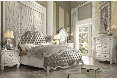Miniatura 12 de Acme Cama con paneles de madera tamaño King Versalles en roble cereza roble cerezo