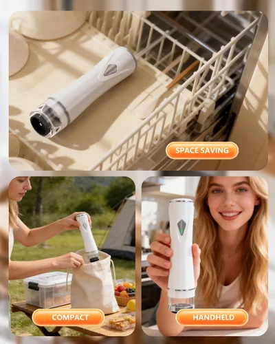 Miniatura 8 de Sellador al vacío de mano para alimentos con tanque de agua visible, potente máquina selladora al vacío compacta con 30 bolsas de vacío