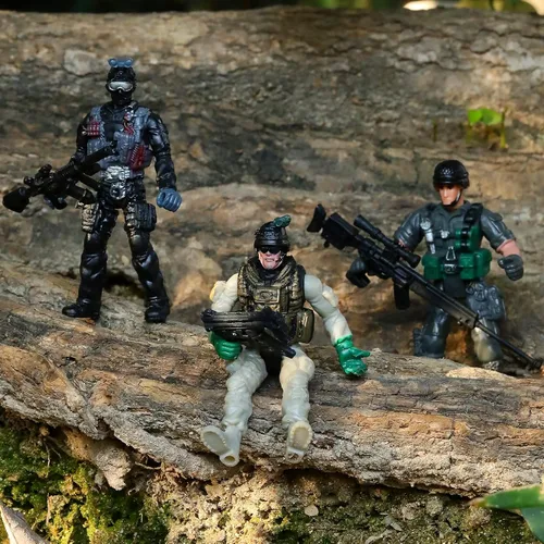 Miniatura 5 de 18 piezas de figuras de acción de soldados del ejército de fuerzas especiales de combate movibles, soldados de juguete de plástico, sets de juego