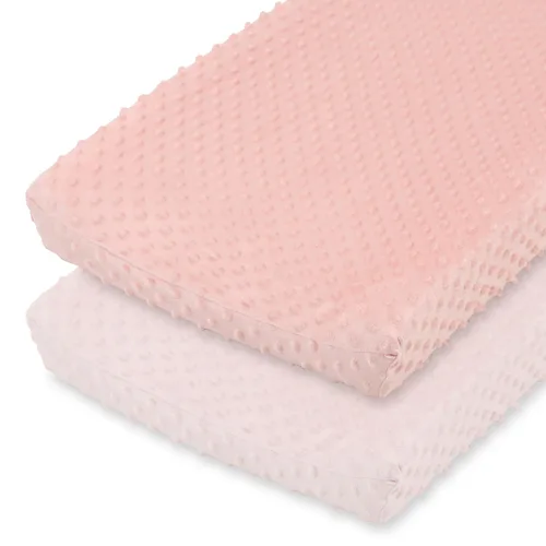 The Peanutshell Minky Dot - Funda para cambiador de pañales, funda ultrasuave para colchoneta de bebé para niñas, se adapta a almohadillas para