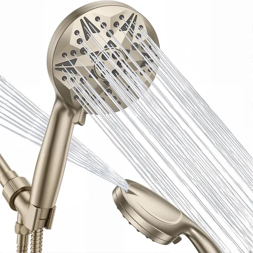 Miniatura 12 de Cabezal de ducha de mano filtrado negro mate - 10 modos de pulverización con lluvia y masaje, filtro integrado, boquillas antiobstrucciones
