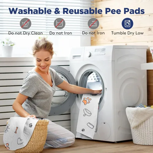 Miniatura 6 de Almohadillas lavables para orina para perros, paquete de 2 almohadillas grandes de 48 x 48 pulgadas, súper absorbentes, reutilizables