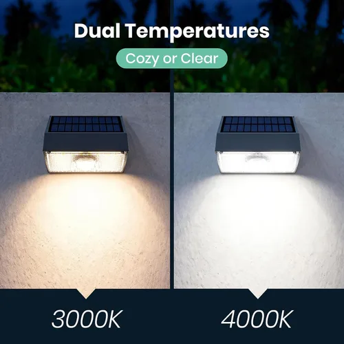 Miniatura 2 de Luz solar para valla de exterior, 4000K 3000K, luces de pared solares con sensor de movimiento, 1000 lm, luces solares pequeñas para valla