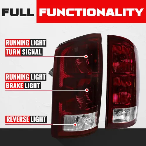 Miniatura 3 de ECOTRIC Par de luces traseras compatibles con Dodge Ram 1500 2002-2006/Ram 2500 3500 2003-2006 Luz de señal de giro de luz trasera de repuesto