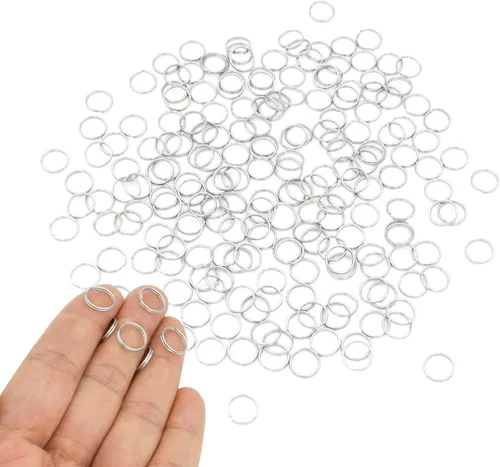 Miniatura 16 de 200 piezas de mini anillo de salto dividido de 0.394 pulgadas con doble bucles, pequeños anillos redondos de metal negro, conectores para hacer