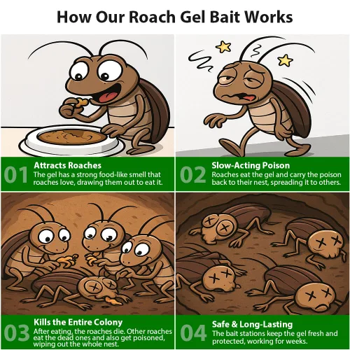 Miniatura 2 de Paquete de 64 estaciones de cebo de gel para cucarachas en interiores, potente mata cucarachas en interiores para infestación de cucarachas, cebo