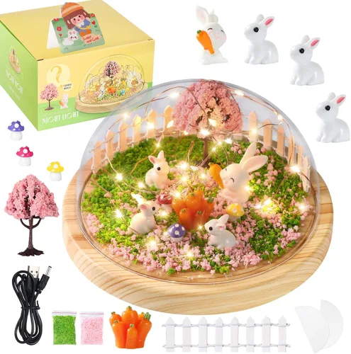 Haz tu propia luz nocturna, kits de bricolaje de conejo, juguetes de conejo para niños de 4 a 8 años, proyecto de lámpara de arte y manualidades
